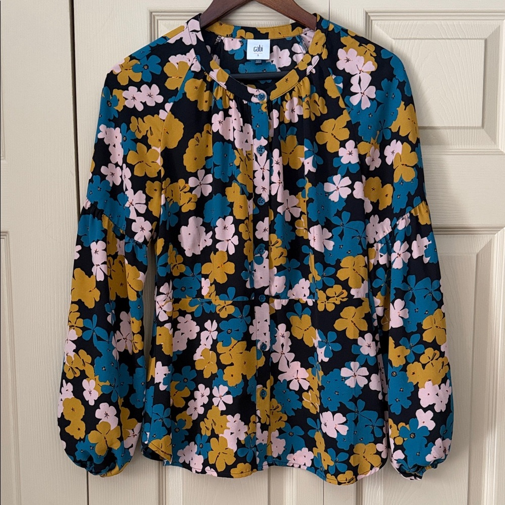 Cabi Shirt Size S Small Peplum Blouson Floral